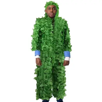 Листовой Костюм Для Охоты Ghillie Suit С 3D Лесным Камуфляжем Green Leaf Gilly Suit Для Лесной Охоты В Джунглях На Хэллоуин
