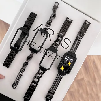 Металлический Ремешок Для Xiaomi Mi Band 7 Pro Watch band Модный Крутой Черный Роскошный Браслет Из Нержавеющей Стали Замена Браслета Correa