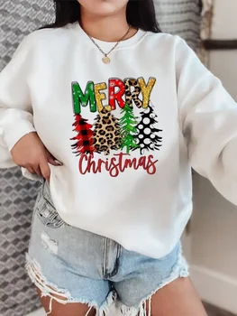 Милые пуловеры 90-х с надписью, модная одежда, Праздничное Рождество С круглым вырезом, Новогодние флисовые женские свитшоты с графическим рисунком.