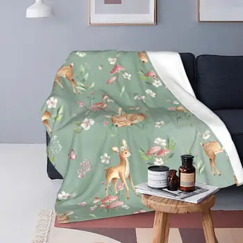 Милые Фланелевые Одеяла с Олененком, Палевые Лесные Животные, Потрясающие Одеяла для Домашнего Плюшевого Тонкого Одеяла