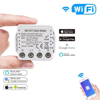 Мини-модуль Tuya ZigBee 3.0 Smart Switch WIFI Smart Socket Switch Smart Socket 16A Голосовое управление Работа с Alexa Home