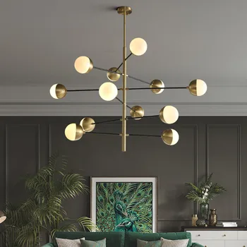 Минималистичный Золотой подвесной светильник для кухни, бара, обеденного стола, дизайнерская реплика шаровой лампы, люстра из круглого стекла для помещений