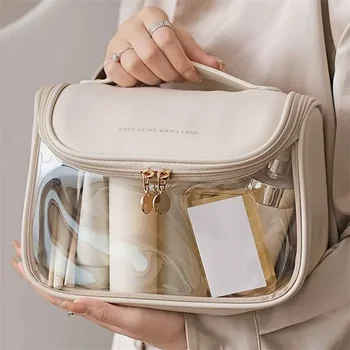 Многофункциональная однотонная водонепроницаемая женская косметичка, Модная Прозрачная Высококачественная женская сумка для хранения косметики