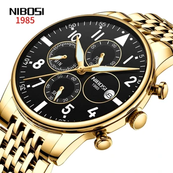 Модные кварцевые часы с хронографом NIBOSI, водонепроницаемые мужские часы из нержавеющей стали, лидирующий бренд, роскошные наручные часы Relogio Masculino