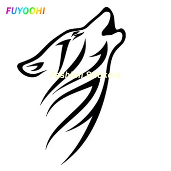 Модные наклейки FUYOOHI для экстерьера / защиты, креативные автомобильные наклейки с племенным рисунком Воющего волка, светоотражающие наклейки для стайлинга автомобилей