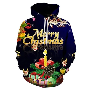 Мужская толстовка с рождественским рисунком, повседневный свитер, брендовый пуловер с принтом, спортивная толстовка, мужской пуловер, высококачественная уличная одежда унисекс