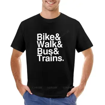 мужская футболка с велосипедом и прогулкой, футболка с автобусом и поездами, футболки с графическими тройниками, забавная футболка, мужская хлопковая футболка, черная футболка для мужчин