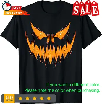 Мужская футболка со страшным лицом в виде тыквы на Хэллоуин