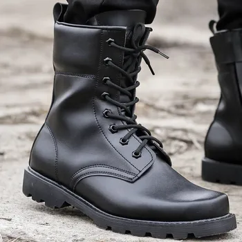 Мужские армейские ботинки, тактические ботинки военного спецназа, рабочая защитная обувь со стальным носком, теплая шерстяная зимняя обувь на молнии.