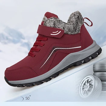 Мужские ботинки Зимние противоскользящие зимние ботинки уличная походная обувь из плюшевой кожи, высококачественные водонепроницаемые ботинки, повседневная обувь, мужской размер 47