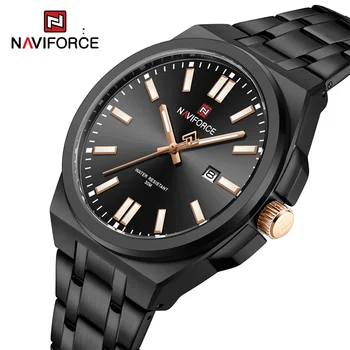 Мужские часы NAVIFORCE, модные повседневные водонепроницаемые кварцевые наручные часы с ремешком из нержавеющей стали, светящиеся часы Relogio Masculino 2023
