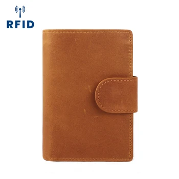 Мужской кошелек из натуральной кожи Crazy horse RFID с несколькими слотами для карт большой емкости винтажный мужской короткий кошелек