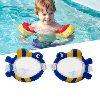 Мультяшные очки для плавания с регулируемым ремешком, зажим для носа, прозрачные линзы, одежда для плавания, силиконовая оправа, водонепроницаемая детская защита от запотевания