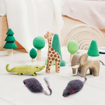Мыши из натурального меха кролика, игрушки для кошек, игрушки для домашних животных, детские игрушки, 12 упаковок