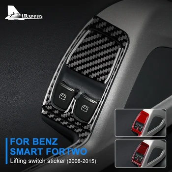 Настоящее Углеродное Волокно для Mercedes Benz Smart 451 Fortwo 2008-2015 Аксессуары Для Отделки Дверей И Окон Автомобиля Кнопка Включения Стеклоподъемника Наклейка На Панель