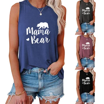 Новая летняя повседневная забавная футболка с буквенным принтом mama bear, винтажная модная футболка с круглым вырезом, большая майка