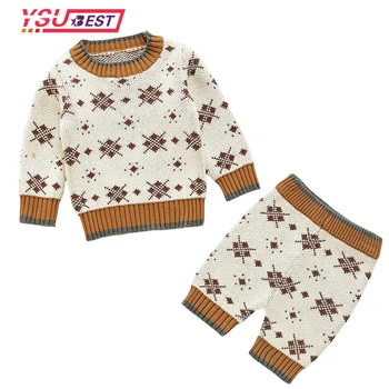 Новая осенне-зимняя детская одежда, костюм для малышей от 0 до 3 лет, брендовый хлопковый костюм для мальчиков и девочек, детский вязаный свитер, кардиган + шорты, костюм