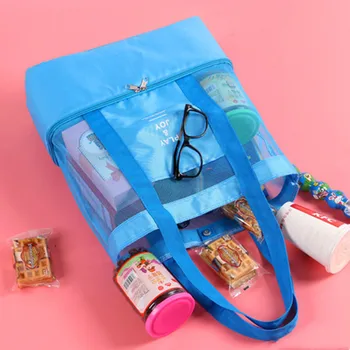 Новая термоизоляционная сумка Ручная сумка для ланча Полезная сумка через плечо Сумка-холодильник для пикника Сетчатая пляжная сумка-тоут для хранения продуктов и напитков