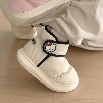 Новые ботинки Sanrio Kawaii Hello Kitty с милым аниме-мультфильмом, зимние студенческие плюшевые нескользящие хлопчатобумажные туфли, подарки для девочек