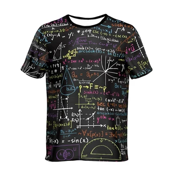 Новые летние модные футболки с графическим изображением 3D математической формулы, трендовые мужские повседневные топы с круглым вырезом в стиле ретро и коротким рукавом в стиле ретро