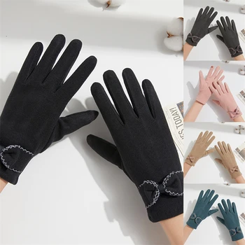 Новые модные женские перчатки Осень-зима, милые теплые рукавицы, варежки на полный палец, женские перчатки для спорта на открытом воздухе, женские перчатки с сенсорным экраном