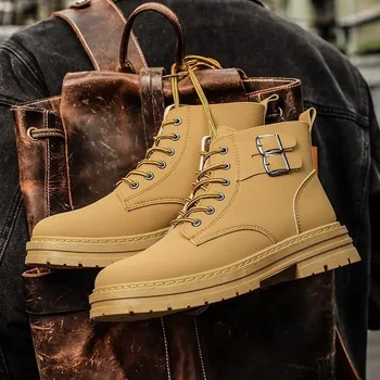 Новые осенне-зимние рабочие ботинки Dr. Men's 2023 с высоким берцем, зимние мужские зимние ботинки в британском стиле