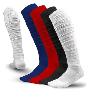 Новые футбольные носки с мягкой подкладкой для мужчин и женщин, удлиненные спортивные футбольные носки до колена, носки-тюбики для взрослых и молодежи