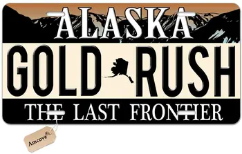 Номерной знак Amcove Alaska Gold Rush, Декоративный автомобильный передний номерной знак, бирка на туалетном столике, Металлический автомобильный номерной знак