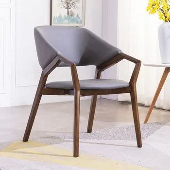 Обеденные стулья из серого дерева, Современный кожаный подлокотник, Итальянское офисное дизайнерское кресло, мебель для спальни Clear Silla Comedor