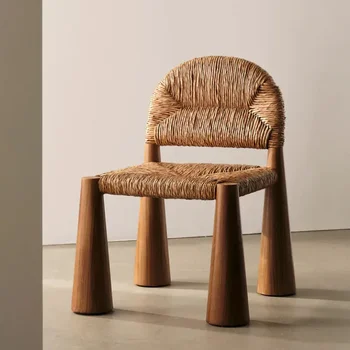 Обеденный стул из плетеного ротанга, сюрприз из цельного дерева, ретро-стул в стиле 