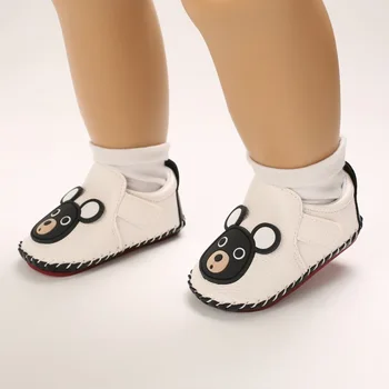 Обувь из искусственной кожи для мальчиков 0-1 года с мягкой резиновой подошвой, мультяшные Первые ходунки для младенцев от 6 месяцев до 12 месяцев, обувь для отдыха для малышей