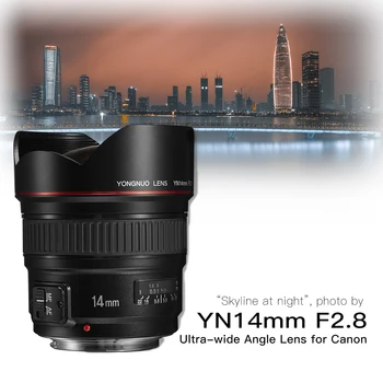 Объектив YONGNUO YN14mm F2.8 AF MF с Автофокусом Сверхширокоугольный Основной Объектив 14 мм для Цифровой Зеркальной камеры Canon 5D Mark III IV 800D 760D 80D 7D