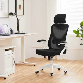 Офисное кресло Renwick с эргономичной сеткой с высокой спинкой и регулируемым мягким подголовником Белая / Черная мебель США
