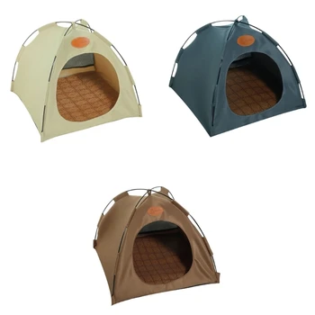 Палатка-кровать для кошек, Летний вигвам для маленьких собак, Домик для кошек с охлаждающей подушкой
