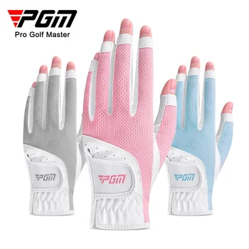 Перчатки для гольфа PGM, Женские Перчатки С Открытыми Пальцами, Дышащие Сетчатые Солнцезащитные Чехлы для Пальцев Левой и Правой Рук