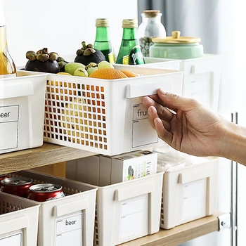 Пластиковый прямоугольный ящик для хранения кухонных принадлежностей для ванной комнаты Корзина для хранения органайзера с этикеткой Чехол настольная стойка