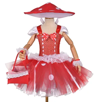 Платье-пачка из тюля на Хэллоуин, Детский день рождения, мультяшный гриб, косплей, костюм для девочек, детский Рождественский маскарадный костюм