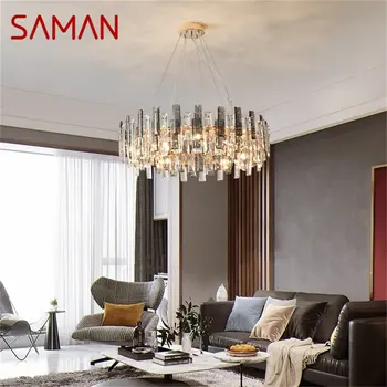 Подвесные Светильники SAMAN Postmodern Luxury Round LED Светильник Для Украшения Дома В Гостиной