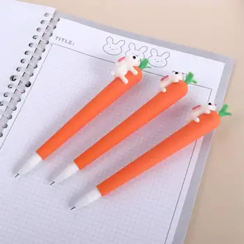 Поставка креативных школьных канцелярских принадлежностей для письма с кроликом, Морковная ручка для подписи, гелевая чернильная ручка, канцелярские принадлежности, подарочная нейтральная ручка