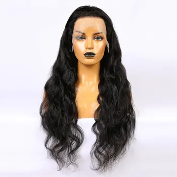 Потрясающие черные синтетические парики на кружеве с рыхлой волной размером 13x4, предварительно выщипанные по линии роста волос термостойкие волокна Для ежедневного использования чернокожими женщинами.