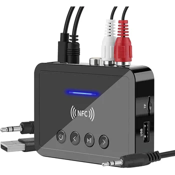 Приемник передатчик Bluetooth 5.0 FM Стерео AUX Разъем 3,5 мм RCA Беспроводной NFC аудиоадаптер Bluetooth для телевизора, наушников для ПК