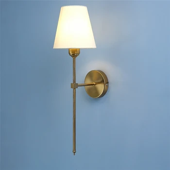 Промышленный настенный светильник в скандинавском стиле в стиле ретро, прикроватные лампы для спальни, зеркало в ванной, бра, светильник с расклешенным белым абажуром