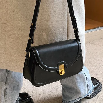 Простые дизайнерские седельные сумки для женщин, летняя новая сумка с клапаном под мышками, кошелек и сумочка, однотонная сумка через плечо через плечо
