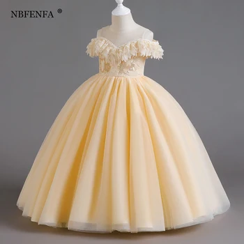 Простые Однотонные Кружевные Платья vestidos de fiesta para bodas для Девочек-Цветочниц 2022, Платье Принцессы на День Рождения, robe fille enfan