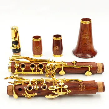 Профессиональный кларнет из красного дерева, розовое дерево Bb, Позолоченные клавиши M15
