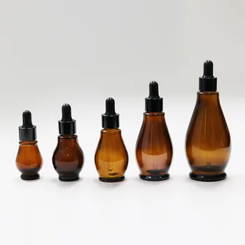 Пустая бутылка-капельница, янтарное эфирное масло, стеклянная жидкость для ароматерапии, коричневая, 10-100 мл, капли для массажа, бутылки для пипеток многоразового использования
