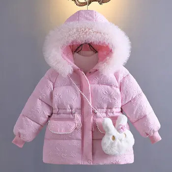 Пуховик для девочек Куртка Хлопковая верхняя одежда Ветрозащита 2023 Популярная утепленная бархатная зимняя теплая высококачественная детская одежда