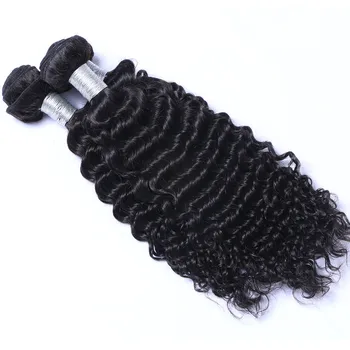 Пучки человеческих волос с глубокой волной, 100% необработанные, 28-30 Дюймов, натуральные, 1 2 3 Пучка, Бразильское плетение для наращивания волос