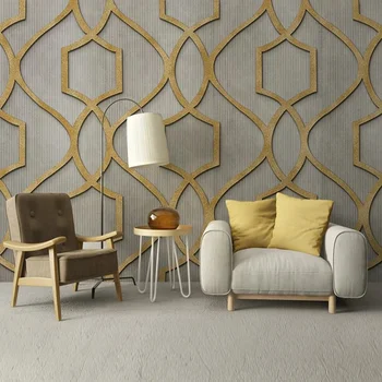 Ретро минималистичные обои Абстрактные Геометрические Золотые линии Фотообои Фон для гостиной Украшения спальни Живопись 3D