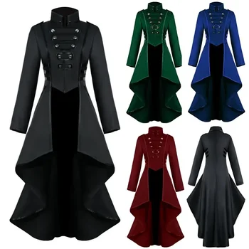 Ретро Средневековые костюмы в стиле Стимпанк, готические костюмы для косплея, женский фрак, куртка, Женское викторианское пальто, смокинг для вечеринки на Хэллоуин